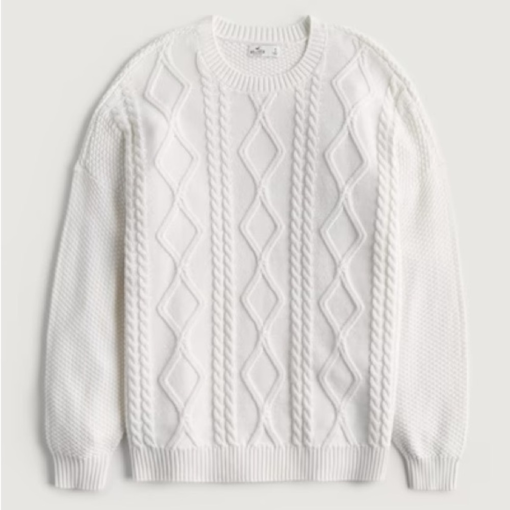 Hollister white cable knit sweater